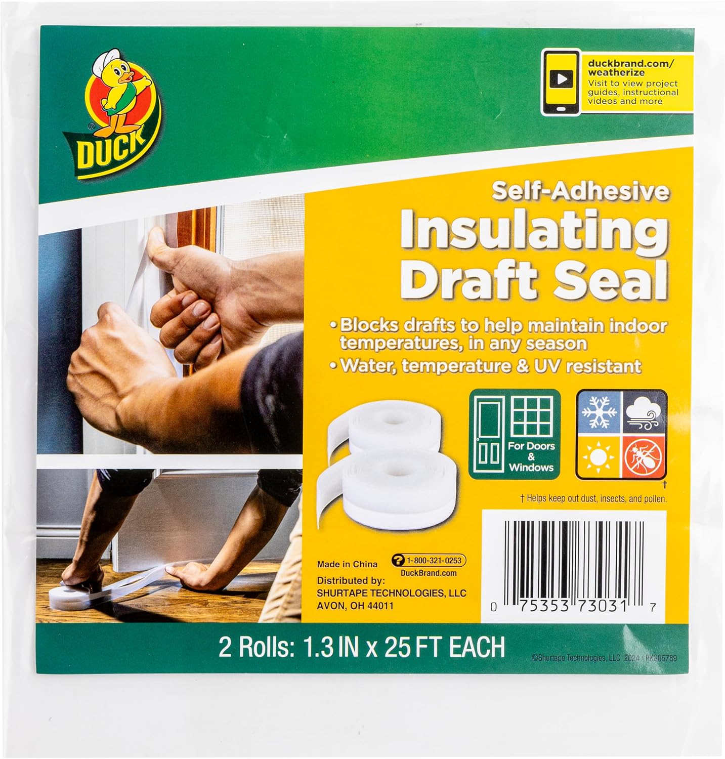 Duck Brand Silicone Self-Adhesive Insulating Draft Seal, 50 Feet, Clear