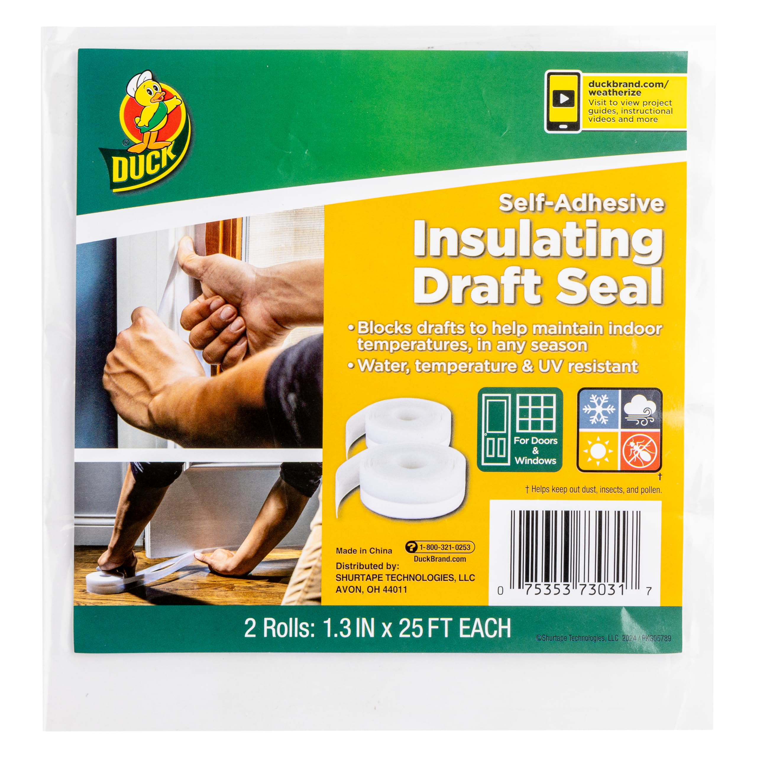 Joint d'étanchéité autocollant Duck en silicone transparent pour portes 2 rouleaux 15m