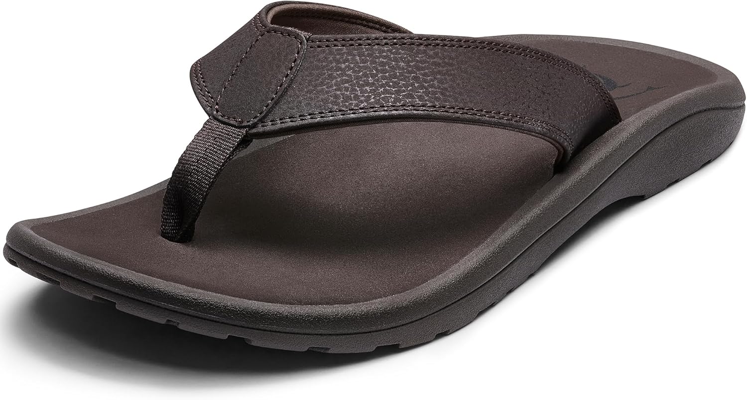 Men’s Arch Support Flip Flops with Cushioned Heel Cup, Quick-Dry TPE Footbed & Neoprene Padded Upper, Non-Slip TPR Sandals for Walking, Beach & Travel — Comfort Slides for Men, Chanclas Para Hombres, Chancletas de Hombre