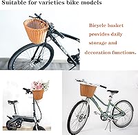 Vista 9 de Cesta para bicicleta, cesta de almacenamiento frontal para manillar con correas de cuero ajustables, accesorios de bicicleta, tejida a mano