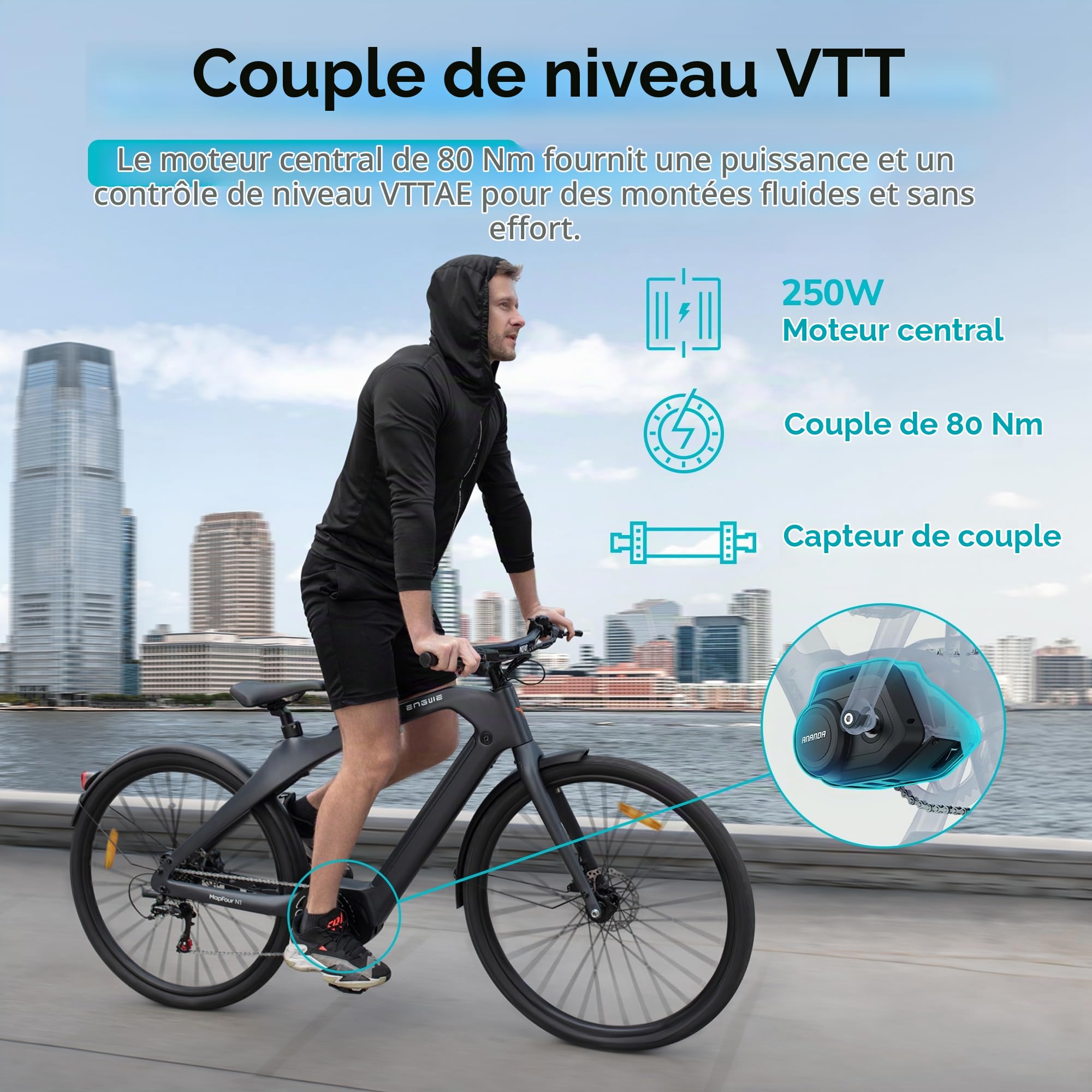 ENGWE Velo Electrique-Vélo électrique avec Batterie 36V 10Ah, VTT Homme Adulte avec Support de Couple, Transmission à 7 Vitesses avec APP et Bluetooth, BIS 100km