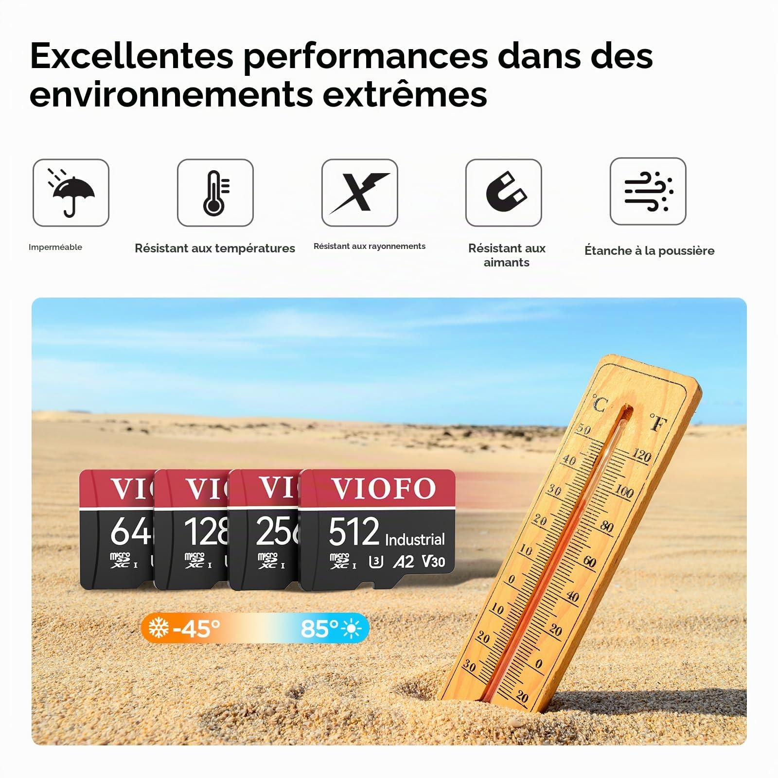 VIOFO Carte mémoire 256 Go haute vitesse avec adaptateur U3 compatible avec caméra embarquée 4K WiFi