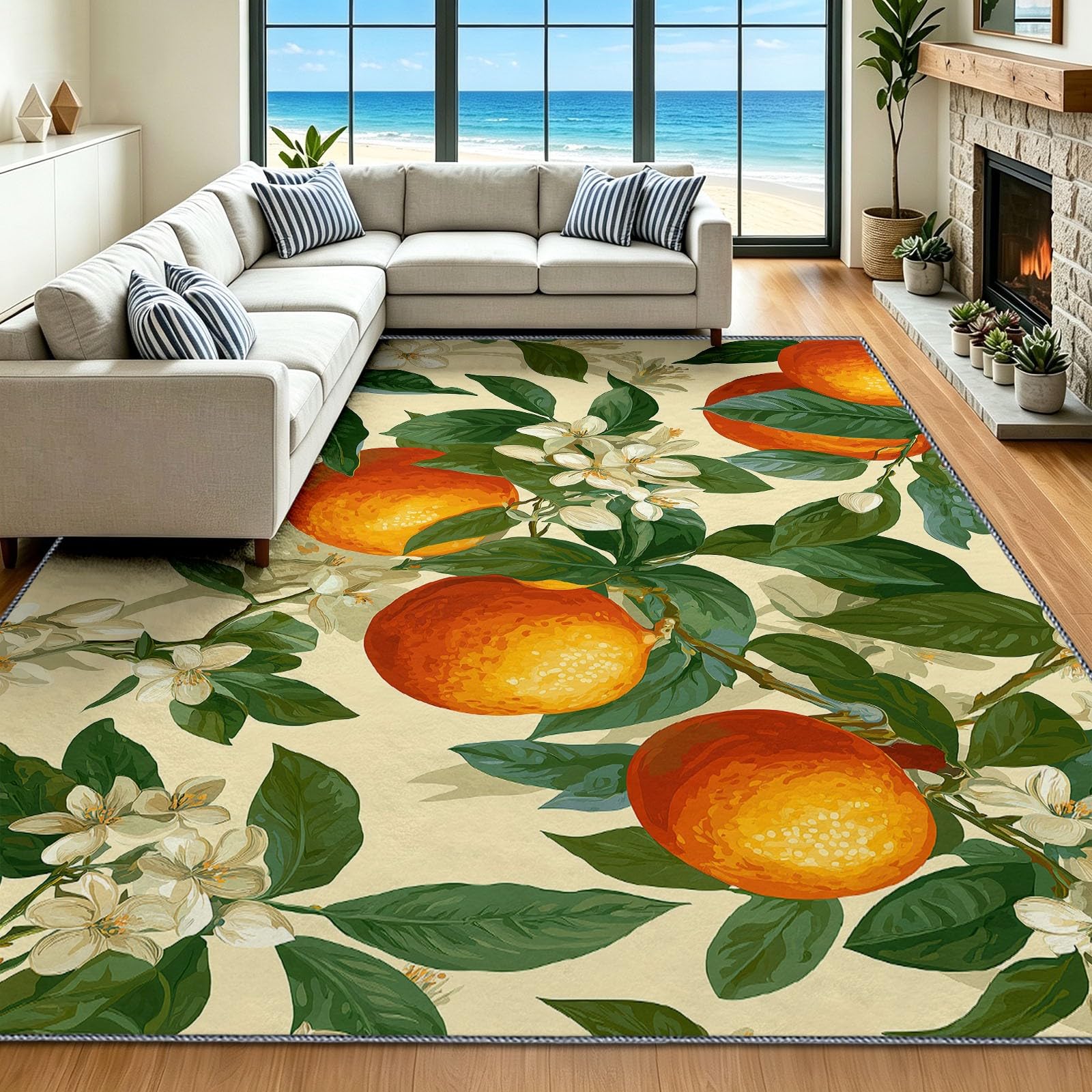 Alfombra de salón beige 120x180 cm de lana sintética lavable