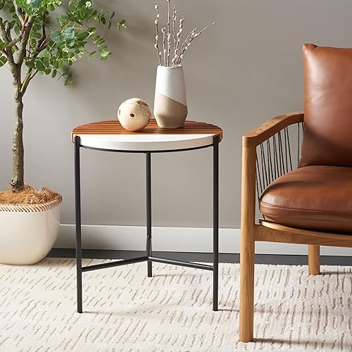 Home Collection Dallas Brown/White Faux Marble End Table for Living