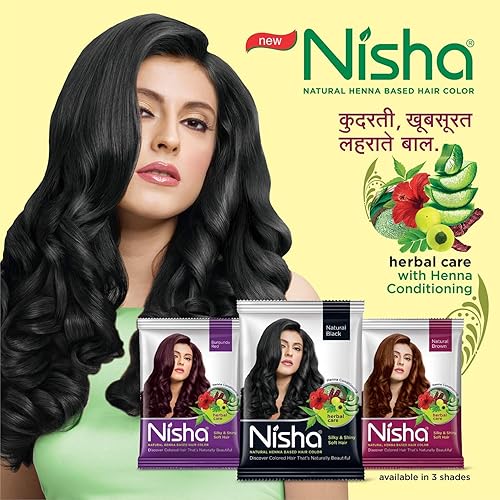 Miniatura 7 de Nisha Tinte natural para el cabello a base de henna (negro natural) 10 GM paquete de 10