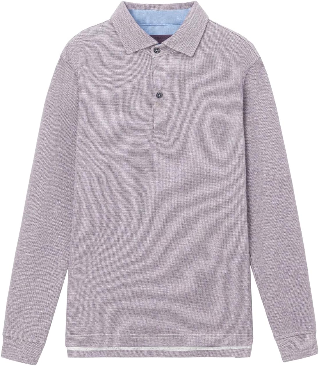 Cotton Modal Blend Long Sleeve Polo Shirts for Men Double Knit Split Hem Collared Basic Casual Tops