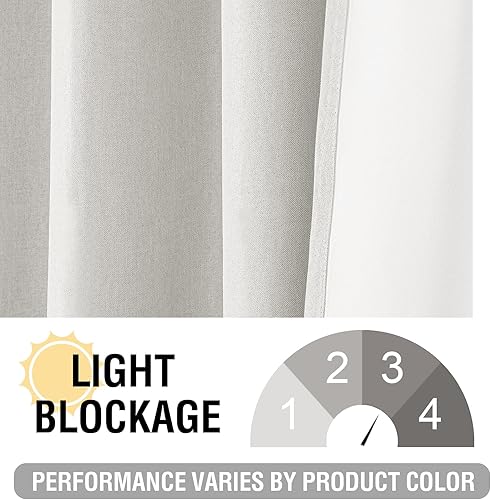 Miniatura 153 de H.VERSAILTEX Cortinas opacas de lino de 96 pulgadas de largo con aislamiento térmico para oscurecer la habitación, cortinas de lino con textura