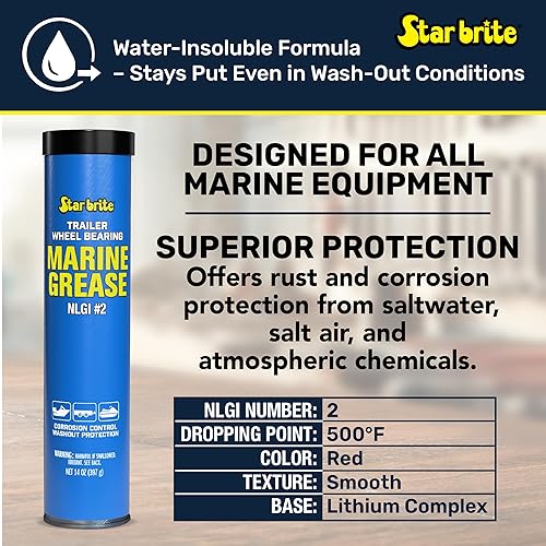 Miniatura 11 de STAR BRITE Grasa para rodamientos de rueda de remolque NLG#2 - Protección avanzada de grado marino contra el óxido, la corrosión y el lavado de agua
