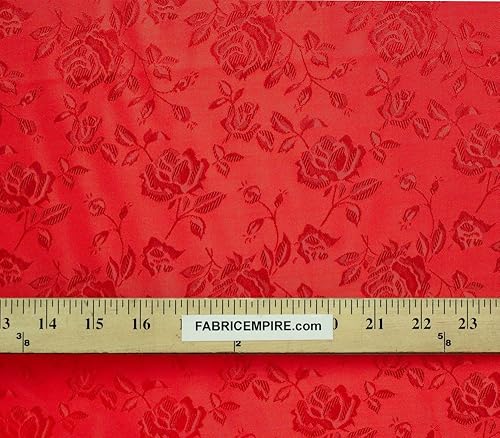 Miniatura 3 de Tela jacquard floral de satén de 58 pulgadas de ancho vendido por The Yard (rojo)