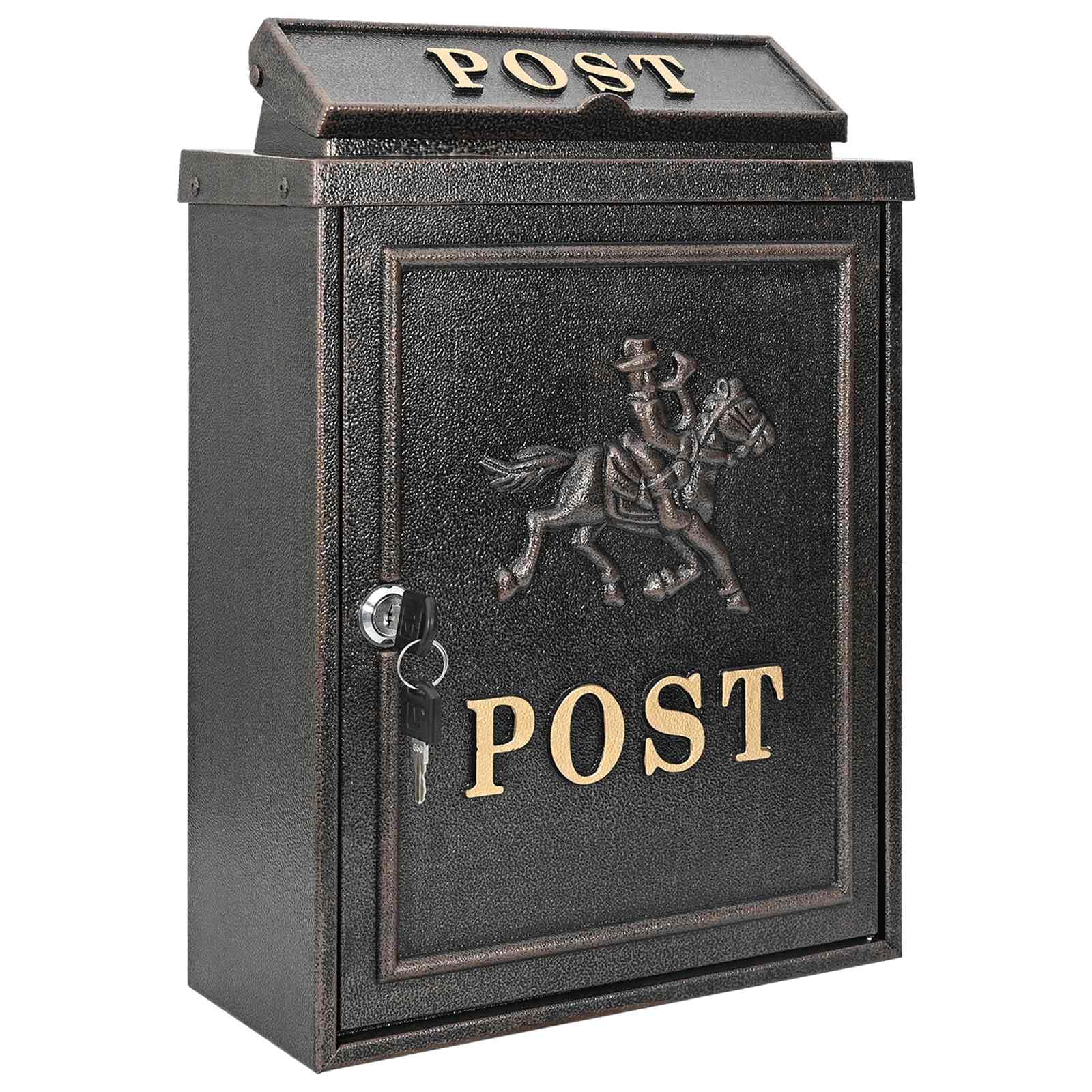 Vintage Bronze Wall Mounted Mailbox with Lock,Durable Cast Aluminum Outdoor Mailbox for Porch, Stylish Vintage Design, Secure Mail Storage