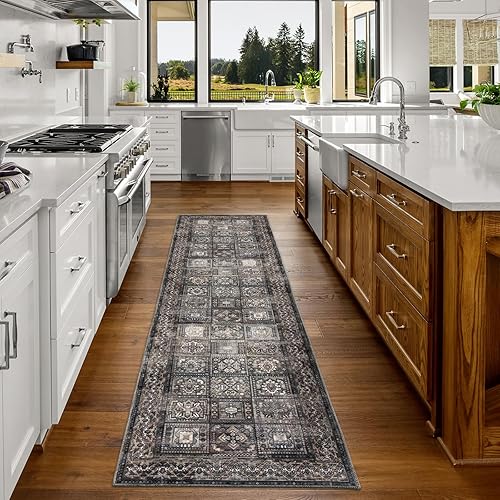 Miniatura 3 de DECOMALL ALYTA - Alfombra de pasillo lavable, vintage, antideslizante, larga, para pasillo, pasillo, cocina, gris, 2 pies 6 pulgadas x 9 pies