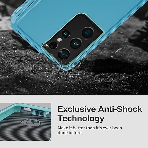 Miniatura 9 de Funda para Samsung Galaxy S21 Ultra 5G AWZHYDT de doble capa a prueba de golpes magnética con soporte de anillo resistente y (2 unidades) película