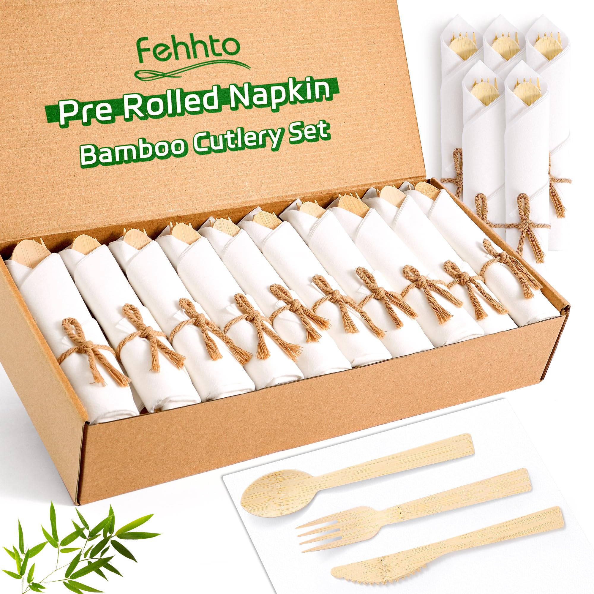 Bamboo Cutlery Set - Eco-Friendly & Disposable -1