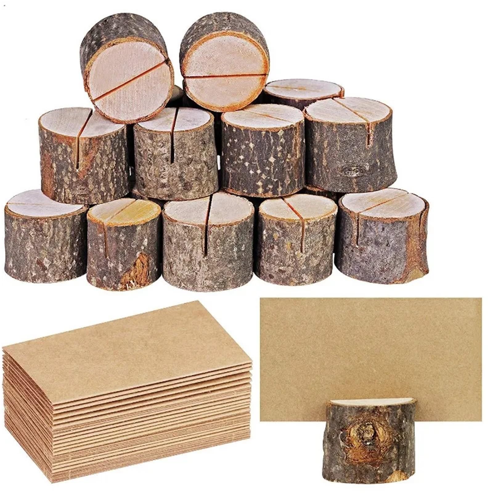 Tischkartenhalter aus Holz, 50 Stück, Tischkartenhalter, Ständer, Foto-Clip für Hochzeitstisch, Namennummer, Bilder