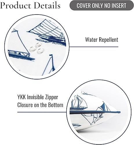 Miniatura 6 de Hofdeco Premium Coastal Hampton Style - Funda de almohada lumbar para interiores y exteriores, solo 12 x 20 pulgadas, resistente al agua para patio