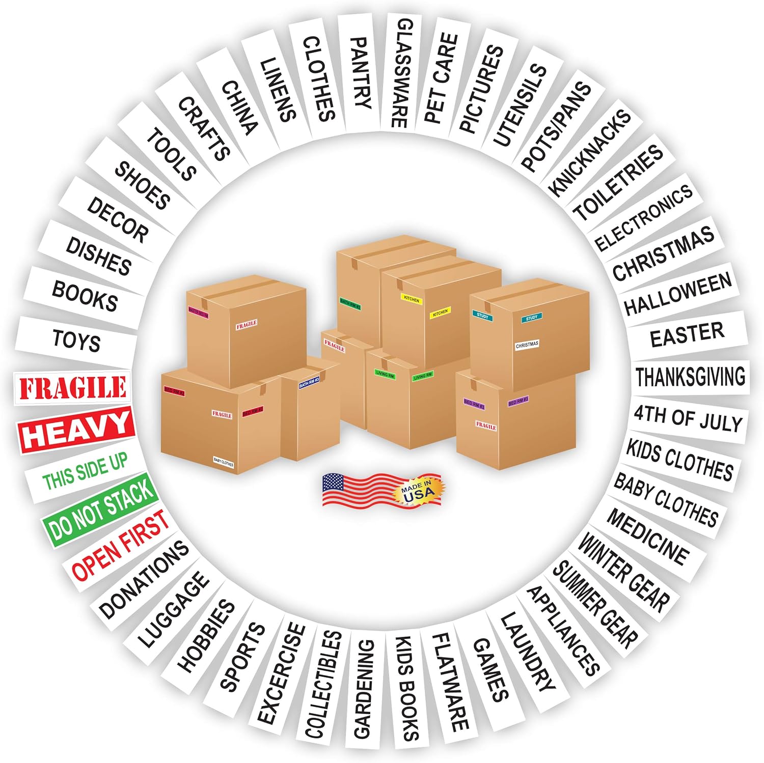 Kenco Color Coded Moving Labels Full Box Pack Includes