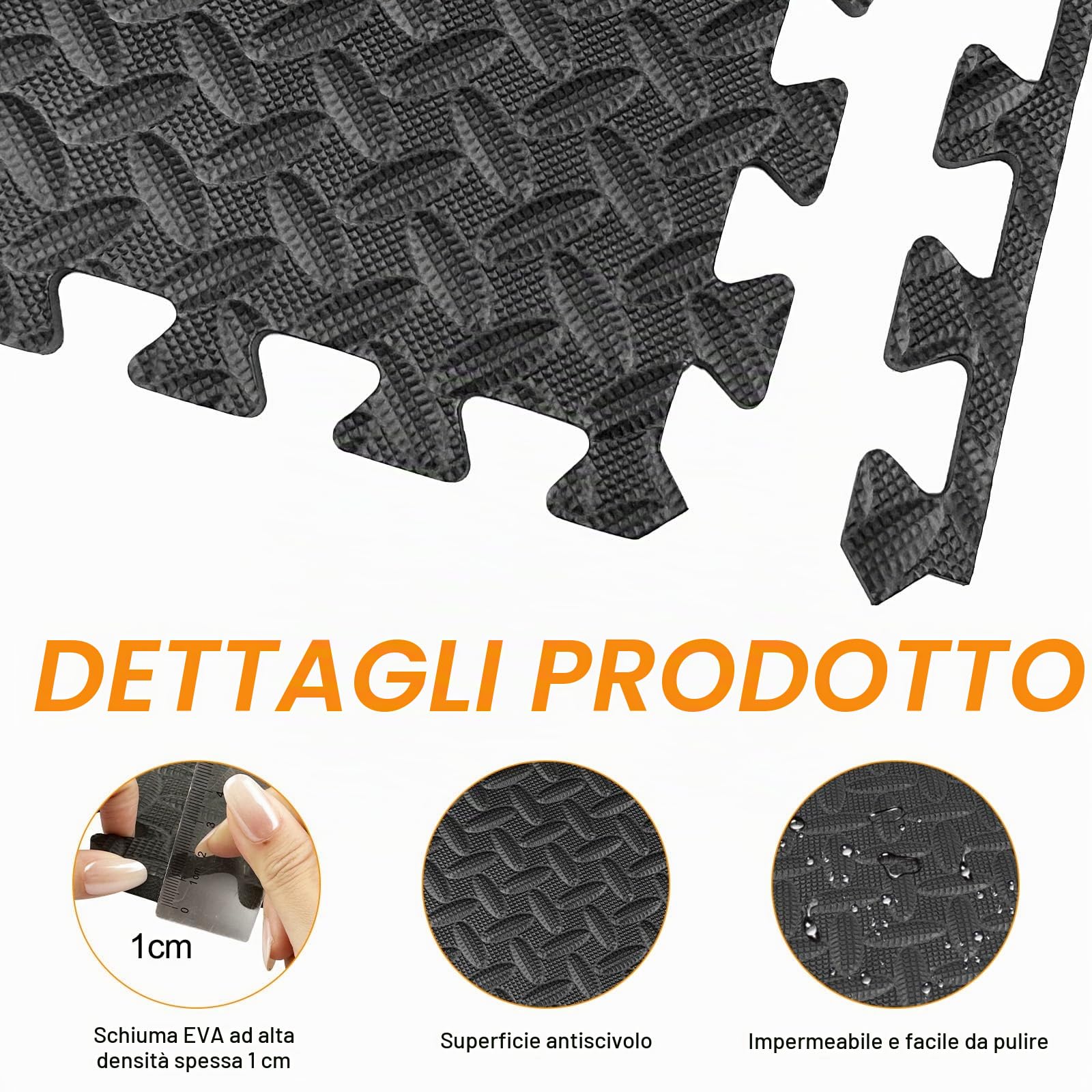Tappetino Puzzle, Tappeto Palestra, Pavimento Protettivo ad incastro, Tatami Fitness, Tappetini Protettivi, Materassino per Palestra, 18 Piastrelle, per Garage, Piscina all'aperto, 30x30 cm
