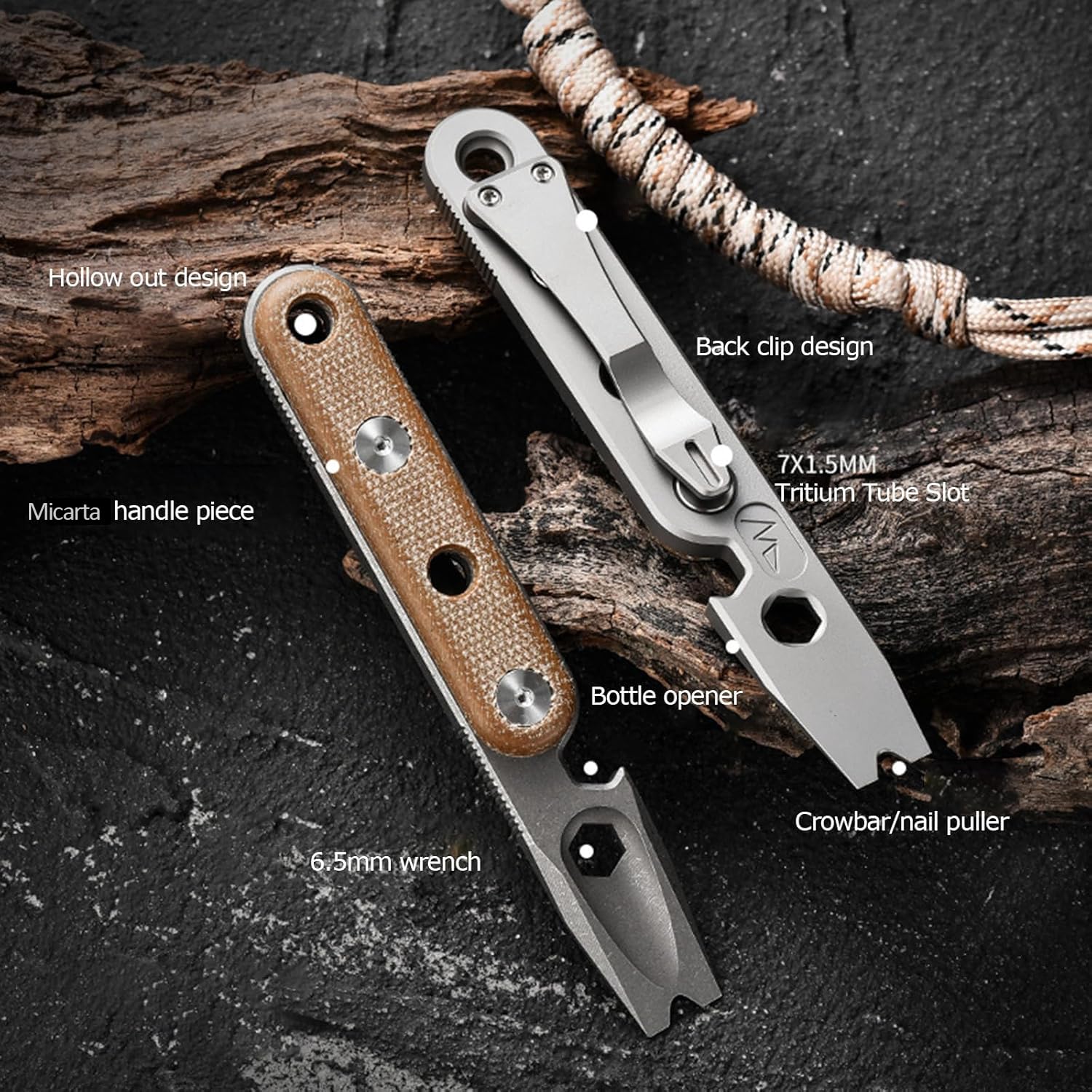 Hamans Brecheisen Multi-Tool Titan mit Taschenclip, Multifunktions-Flaschenöffner, Schraubenschlüssel, Nagelabzieher, 12 cm