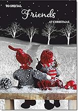 doodlecards Friends Christmas Card Couple at Night Medium Size Christmas Card for Friends with Plain Envelope