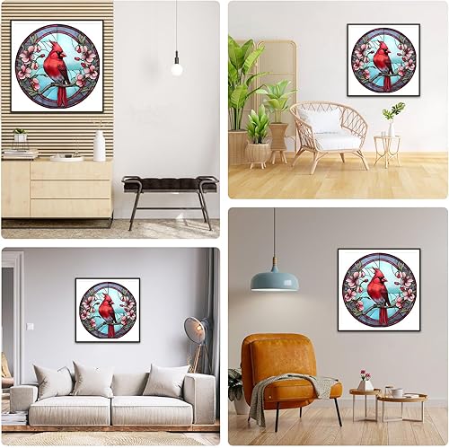 Miniatura 2 de Lxmsja Red Bird - Kit de pintura de diamantes con cristales de colores para adultos, cardenal, arte de diamantes redondos, pinturas de arte con