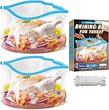 Brining Bag for Turkey, Extra Large Brining Bags for Turkey with String, Double Zippers Turkey Brine Bags for Marinade, Catfish, Steak, 26” x 22”, with Date Label, 2 Pack