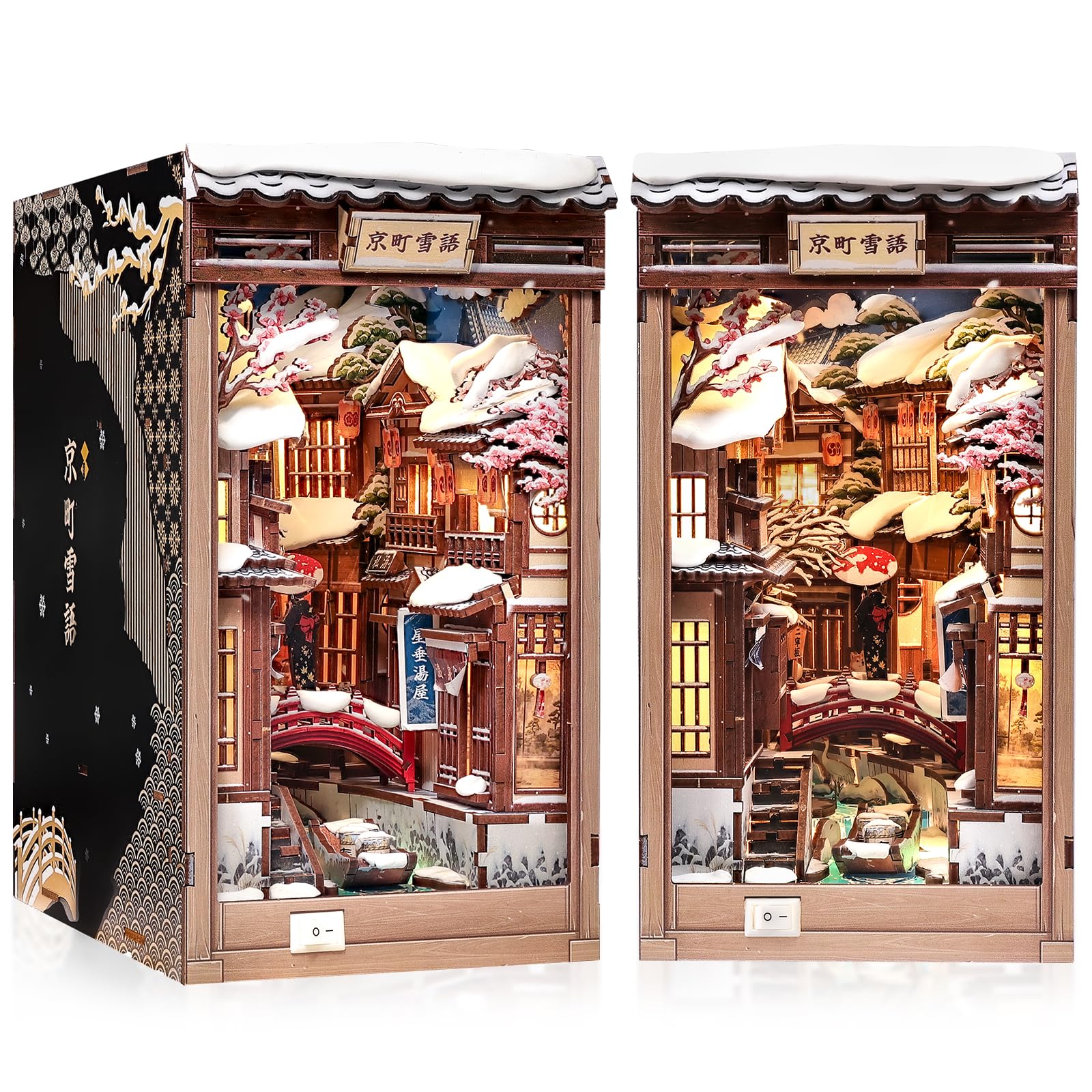 Cutefun Book Nook - Japońskie zestawy zakamarków książek dla dorosłych, regał na książki, puzzle 3D, zestaw miniaturowy dioramy, świetny prezent dla miłośników książek w wieku od 14 lat