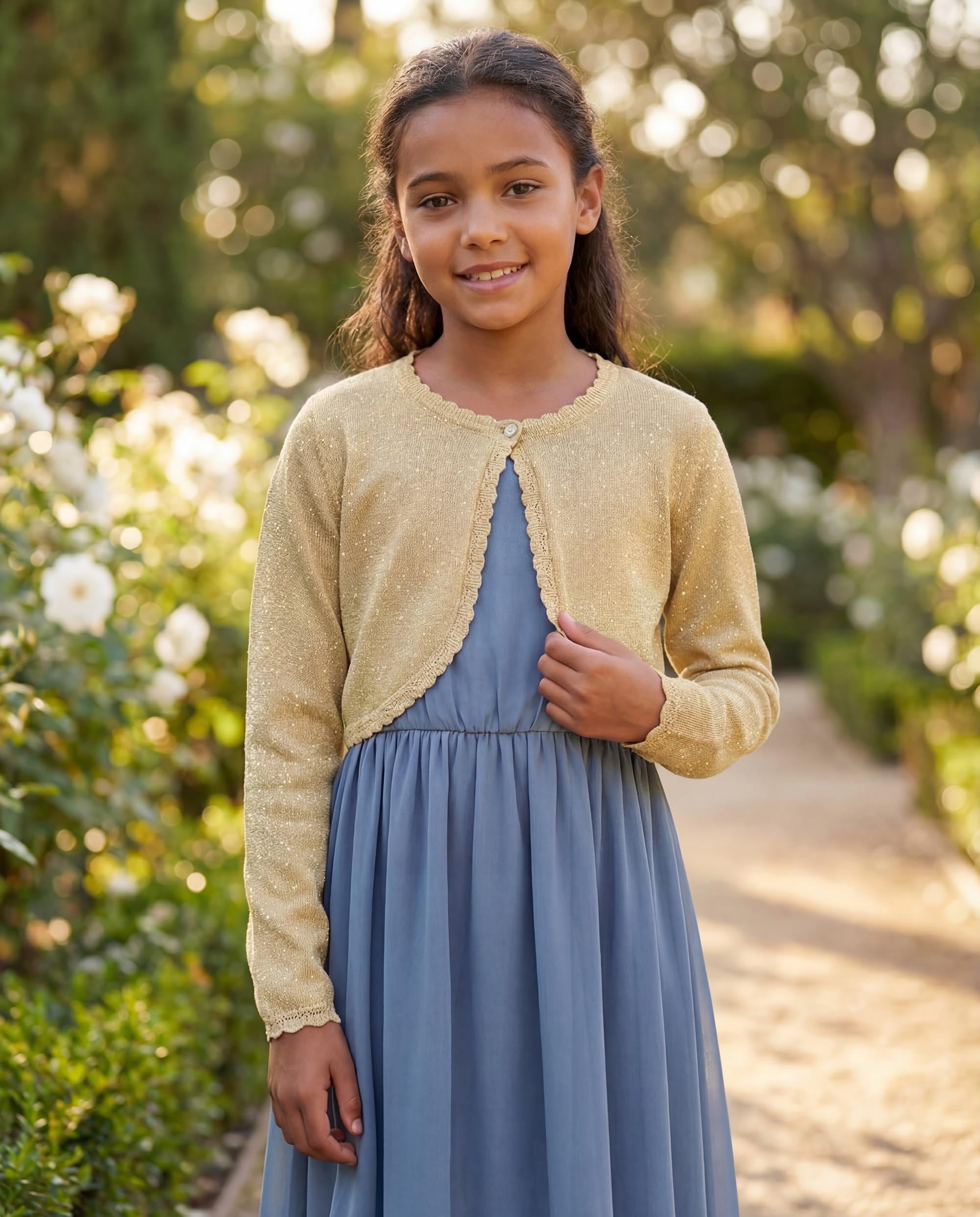 BlackButterfly Boléro Cardigan Scintillant à Manches Longues pour Fille Enfant