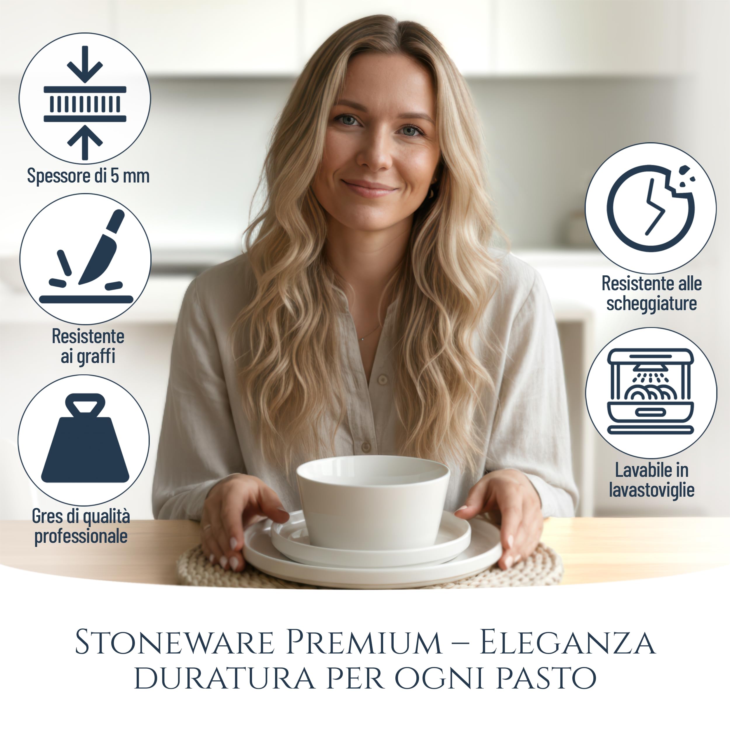 Porcelanowy zestaw naczyń dla 6 osób, Crystal 18-częściowy Zwycięzca testu, fajny zestaw naczyń z czystej porcelany, zestaw naczyń i talerzy dla 6 osób, zestaw naczyń Pure Living w kolorze białym