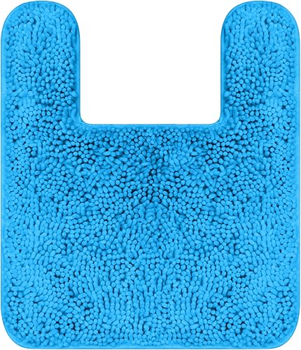 Miniatura 3 de ENKOSI Juego de alfombras de baño de chenilla azul, juego de alfombras de baño, juego de 2 alfombras de baño esponjosas, tapete de inodoro en forma