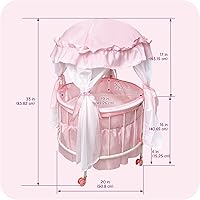 Vista 4 de Cuna para muñecas redonda con toldo y lecho Badger Basket Royal Pavilion (se ajusta a muñecas americanas)