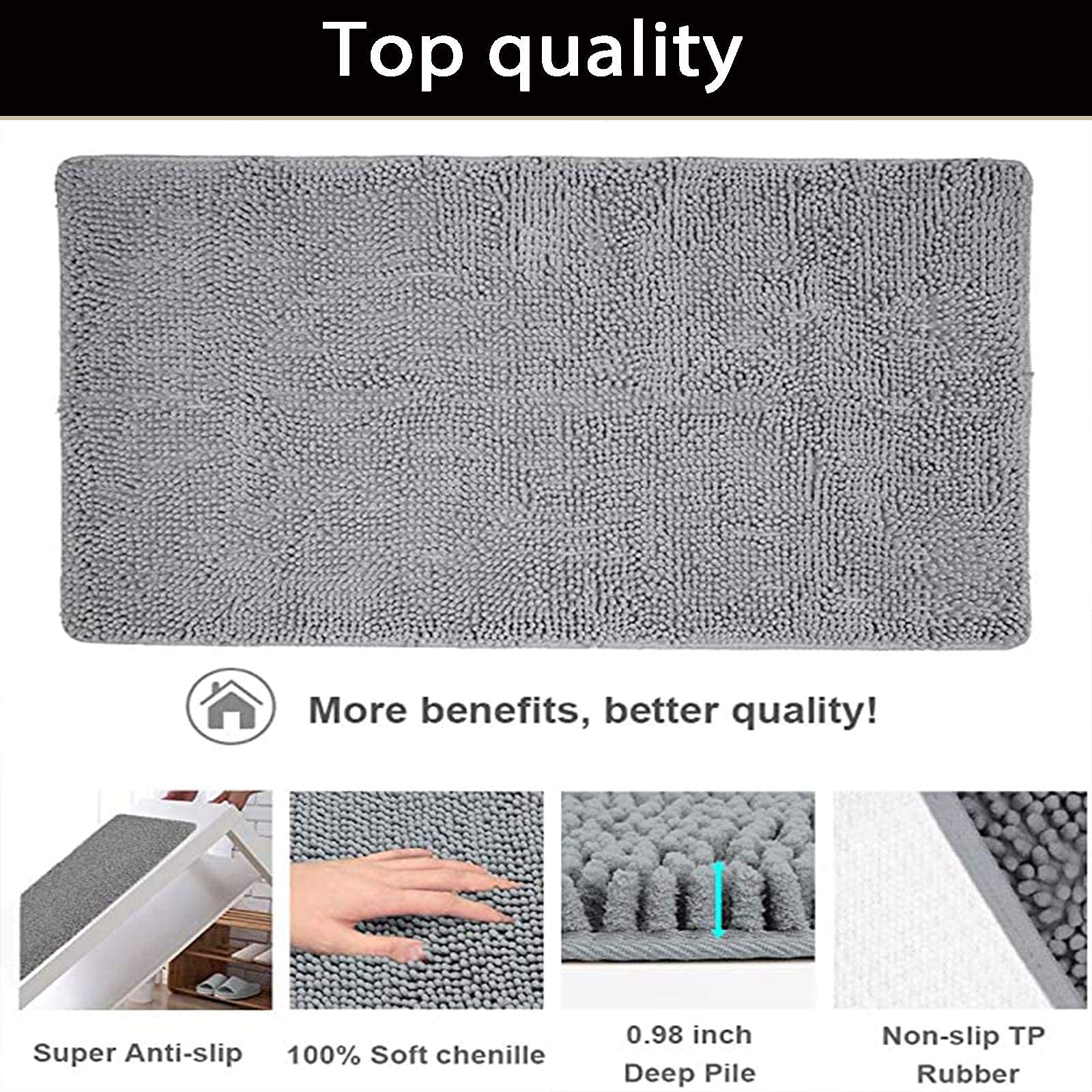 Extra groot badkamertapijt, lange badmat van 70 x 140 cm, ultrazachte chenille tapijten, antislip en waterabsorberende badkuip vloermat, loper voor badkamer, slaapkamer en keuken