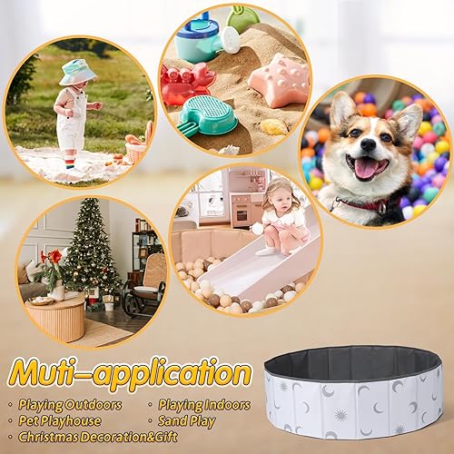 Miniatura 3 de TRENDPLAY Piscina de bolas blanca para niños pequeños, perros, gatos, niños, pelotas plegables para gatear con bolsa de almacenamiento, para niños y