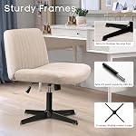 PUKAMI Cross Chaise, Bureau confortable chaise avec jambes croisées, sans roues, tissu moderne pivotant en hauteur réglable grand siège pour la maison, bureau, ordinateur, maquillage