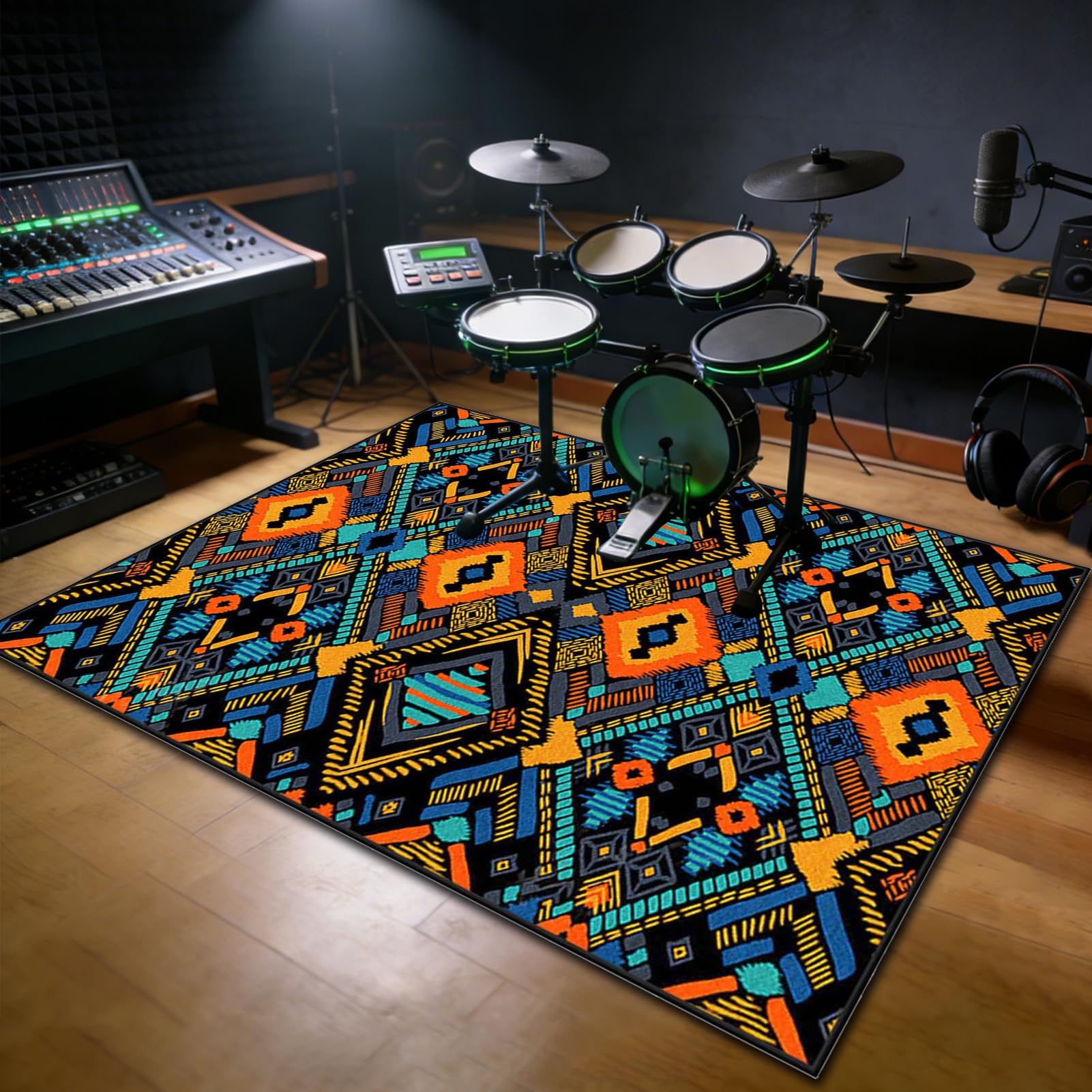 180 x 140 cm Dywan z baterią elektroniczną Dźwiękoszczelny Antypoślizgowy Dywan Pochłaniający Akustyczny Profesjonalna mata do instrumentów muzycznych do instrumentów muzycznych do gitary basowej
