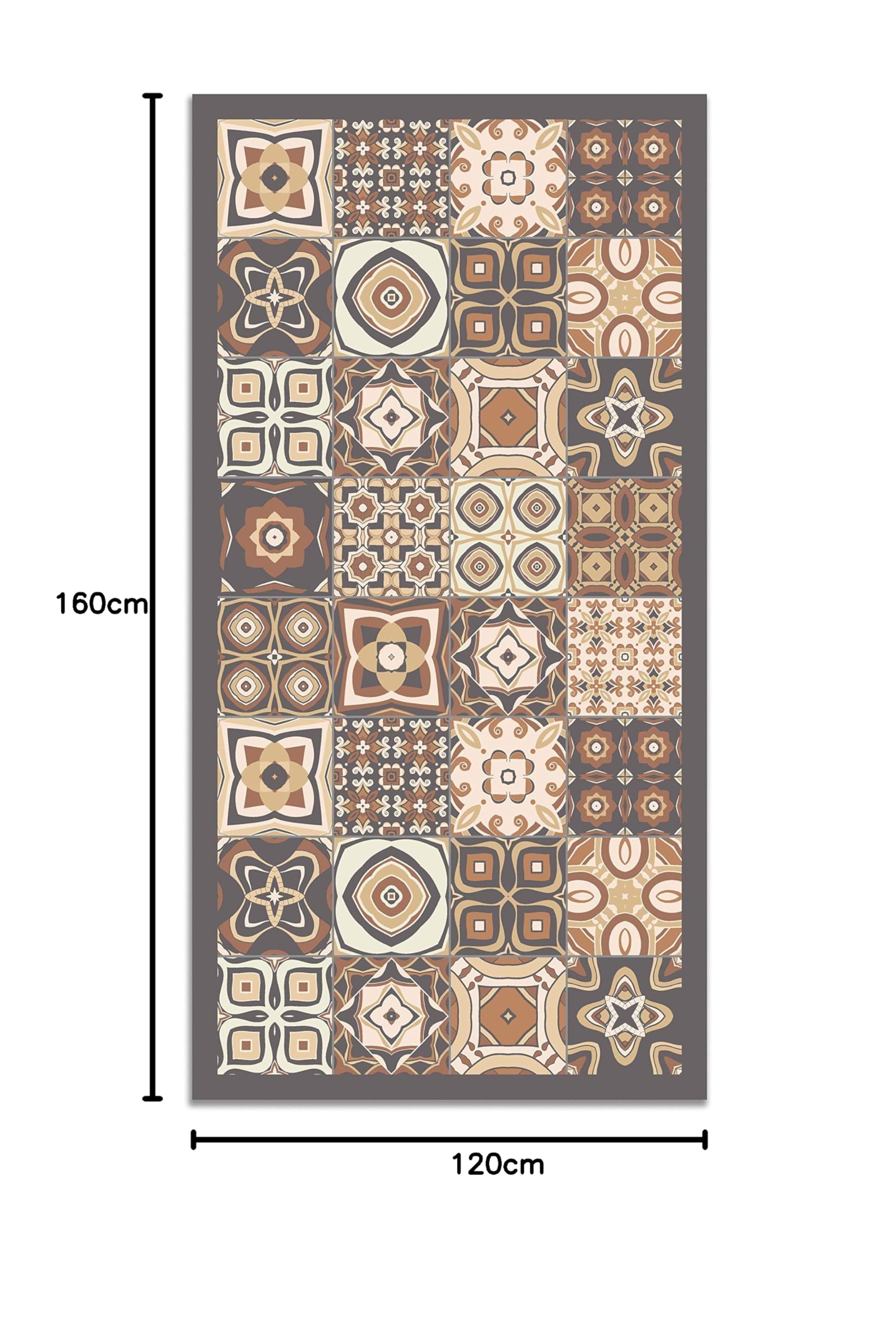 Panorama Tappeto Vinile Cucina Bagno - Varie Dimensioni - (Idraulico Piastrelle Marrone 120 x 160 cm)