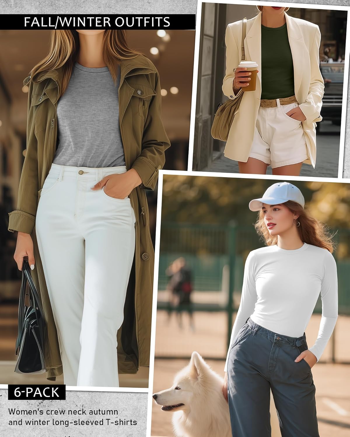 Riyiper 6 Pack Women's Long Sleeve Shirts Basic Slim Fitted Tops Casual Crew Neck Tight Tee Tops 2026 Layering T-Shirt - Image 2