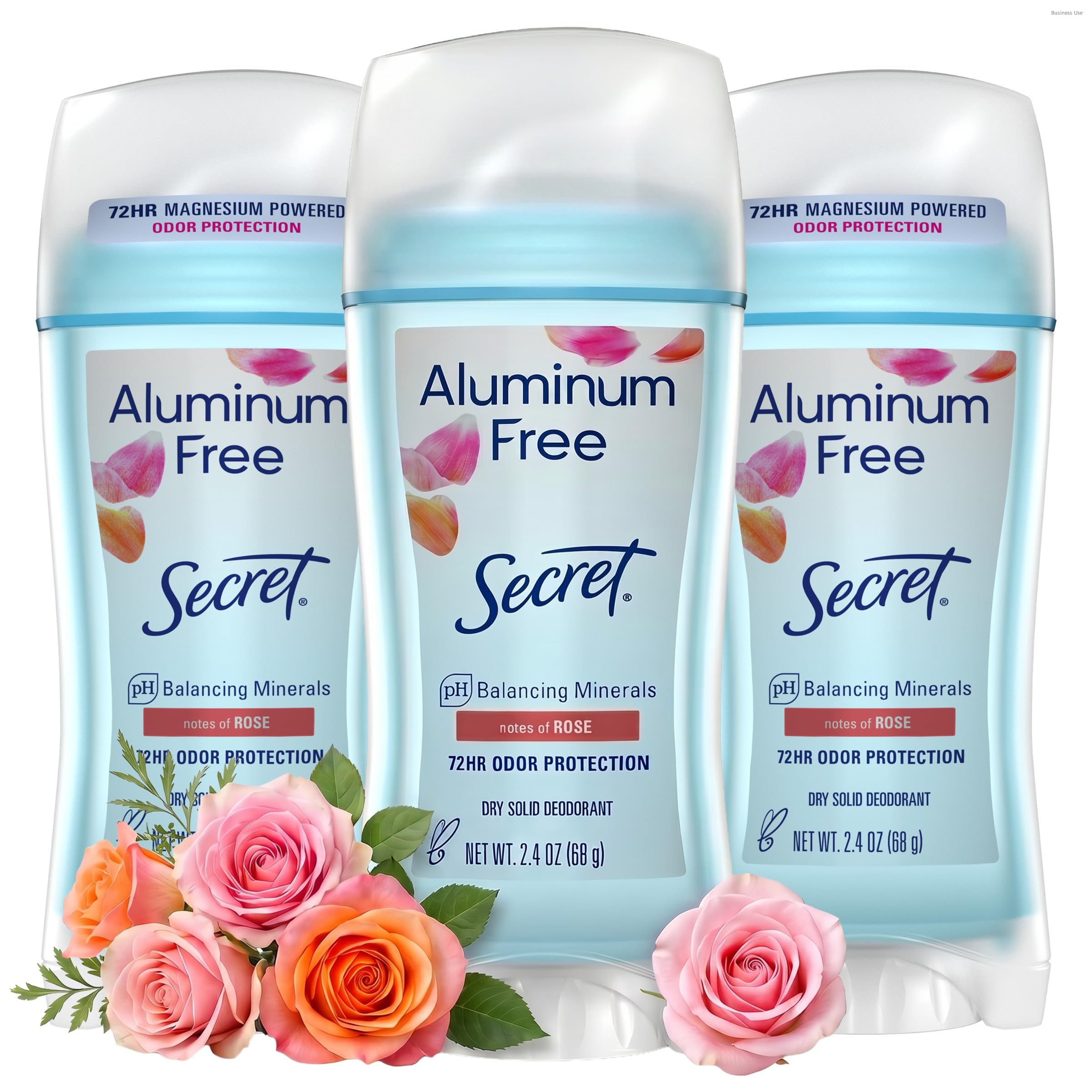 Secret Aluminum Free Deodorant für Damen, Rose Scent, 60 g, 3 Stück