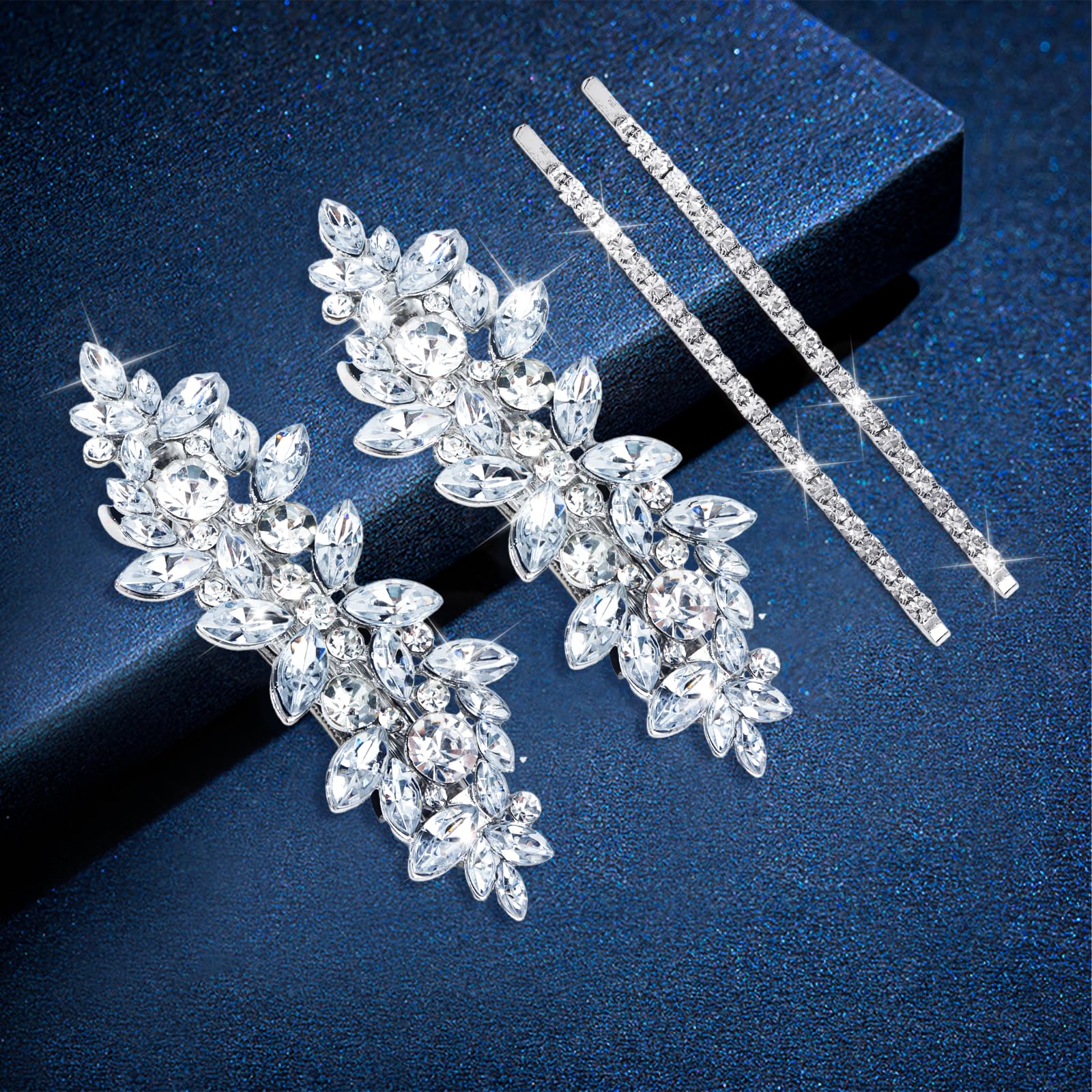 Amazon.com : WHAVEL 4PCS Silver Rhinestone Hair Clips 