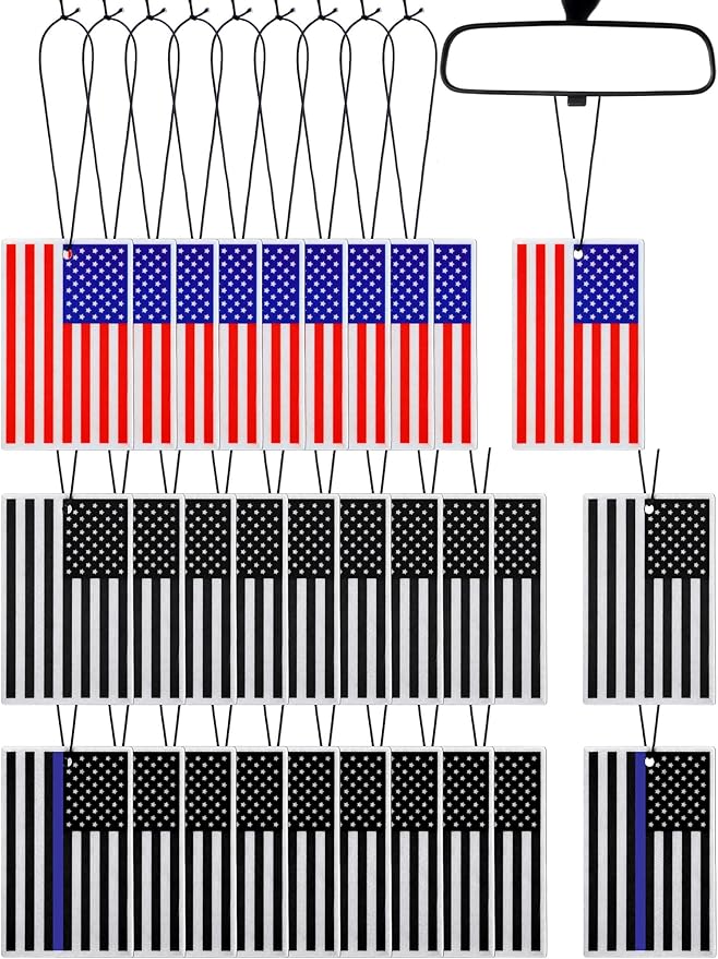 30 Pcs Air Freshener American Flag Car Freshener Patriotic USA Flag Hanging