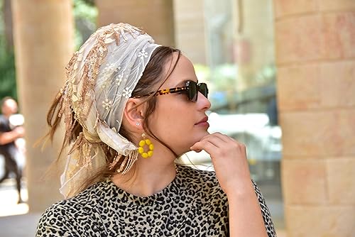 Wedding White Gold Tichel, Hair Snood, Head Scarf, Head Covering, Jewish head covering, Scarf, Bandana, Apron