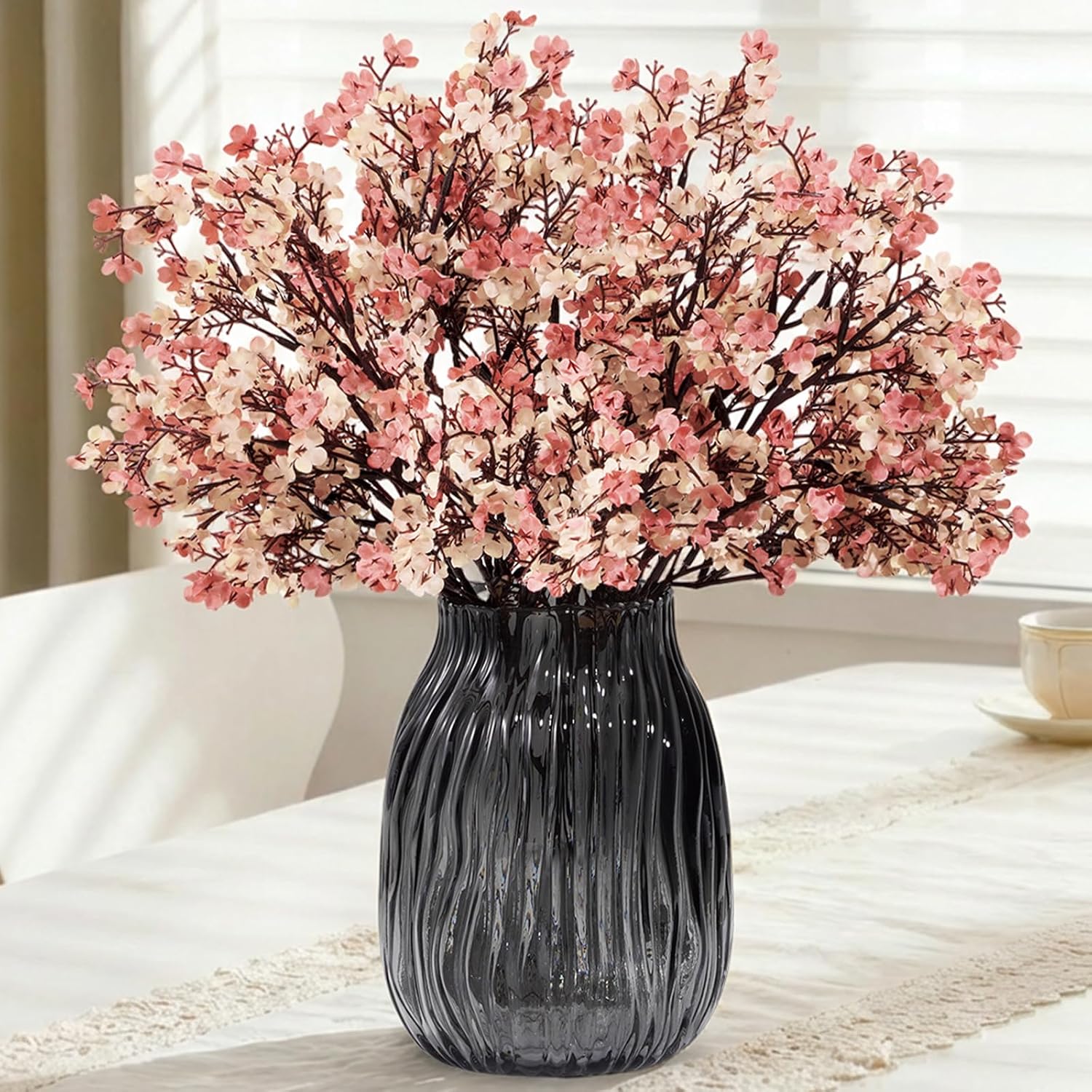 Lifewit Baby’s Breath Artificial Flowers, 10 Bundles Silk Gypsophila Faux Floral Stems for Wedding Bouquets, Home Decor, Centerpieces, DIY Arrangements, Farmhouse & Party Decorations (Beige Brown)