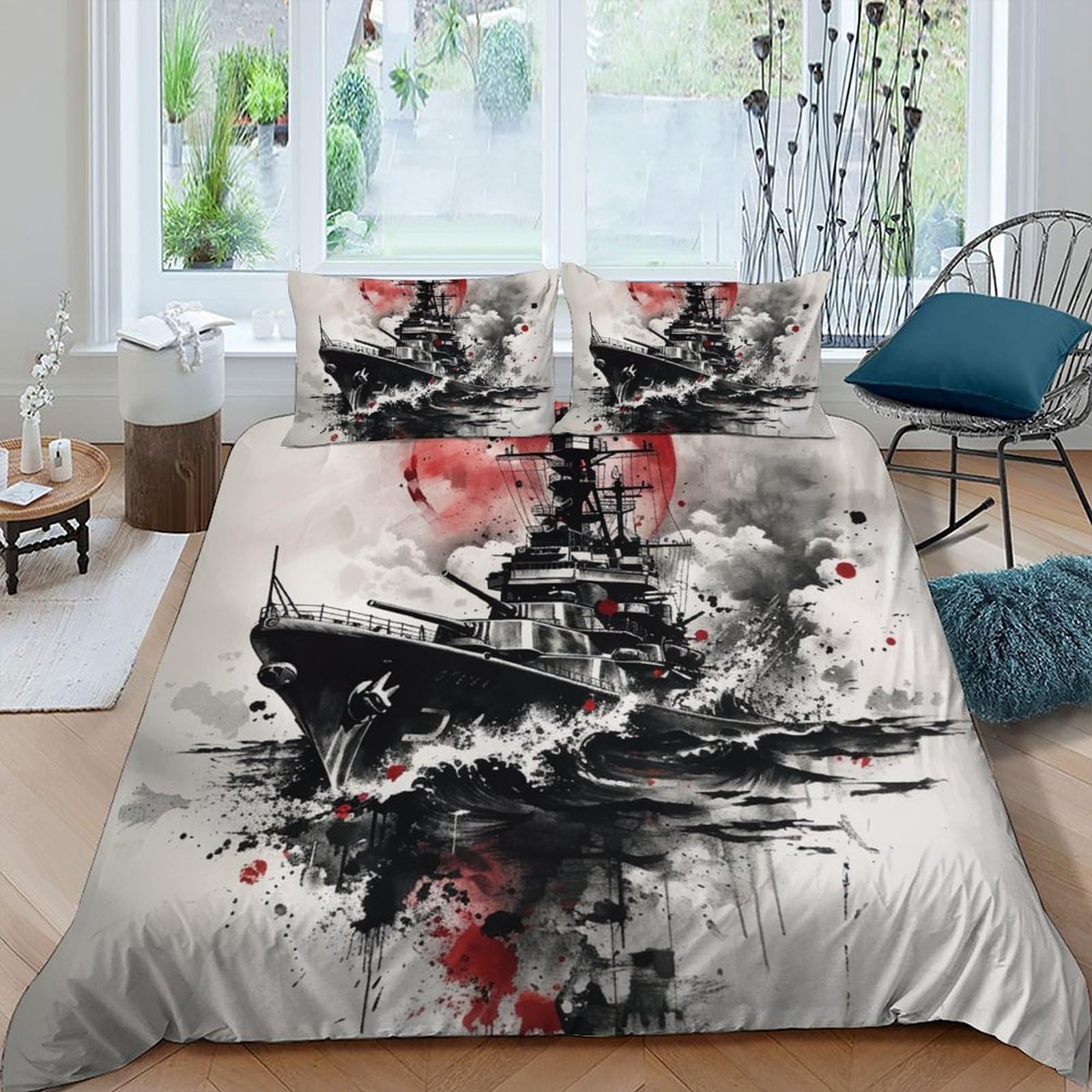 Housse de couette chat de guerre ensemble literie microfibre adulte 3 pièces