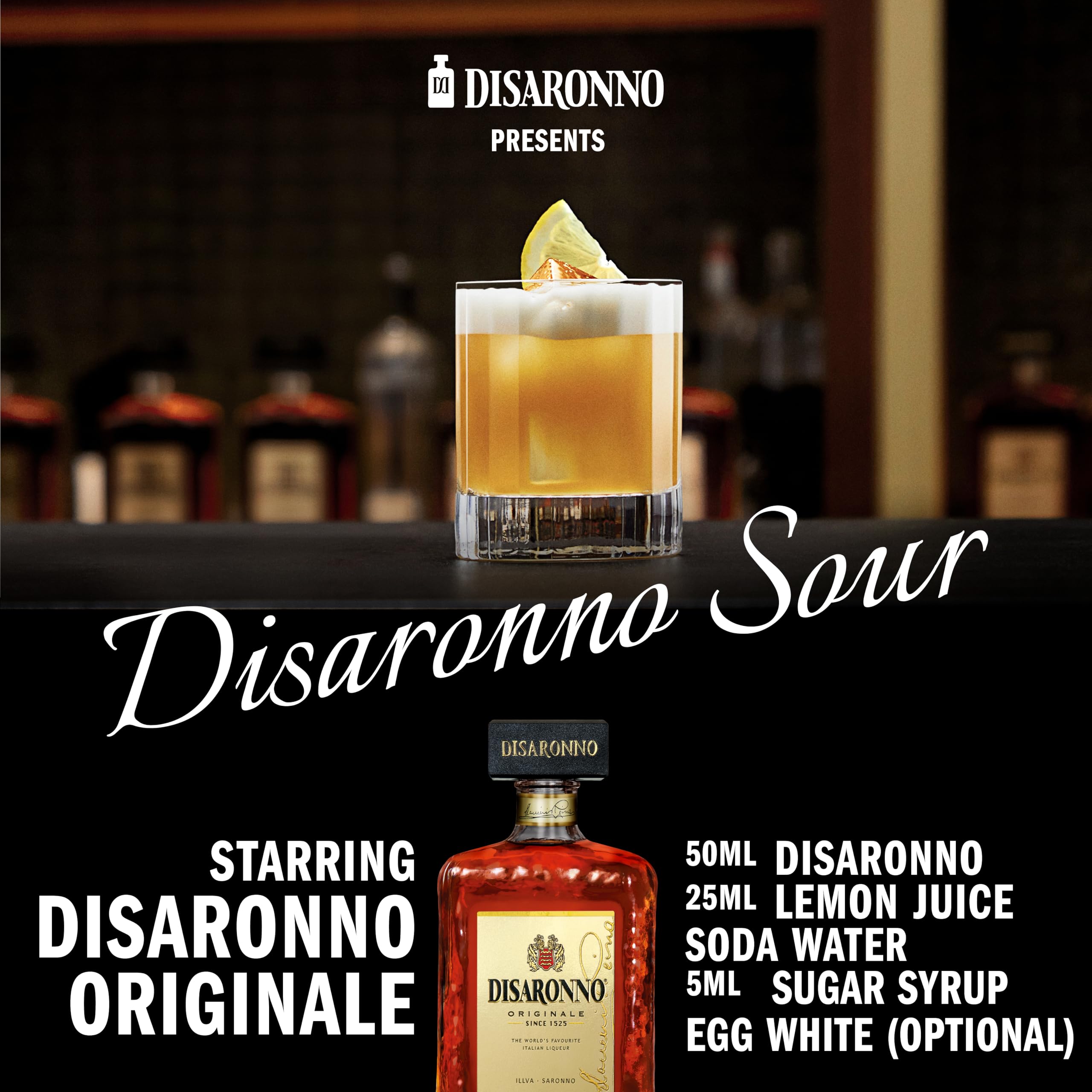 Disaronno Licor italiano Amaretto - licor elaborado a base de almendrina - 1 botella de 1L