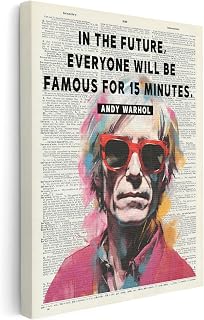 Poster Master 15 Minutes Of Fame Canvas - Success Sayings Print - Inspirational Art - Gift for Him & Her - Motivational Wall Decor for Living Room or Bedroom - Available in 8x10 to 30x40