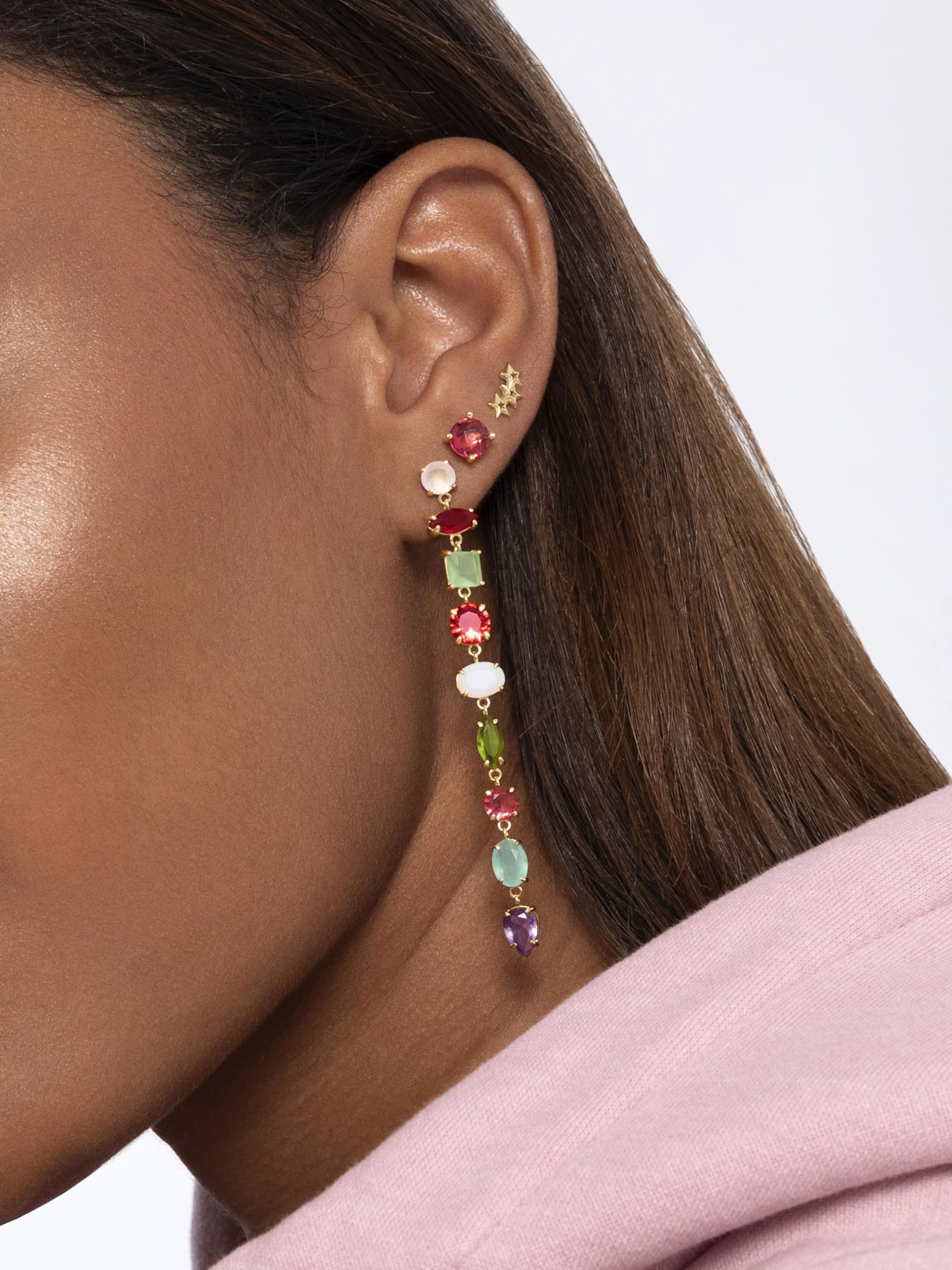 SINGULARU Pendientes Mujer Drop Orquidea Plata Baño Oro | Plata de Ley con baño de oro de 18kt aporta elegancia con diseño de orquídea colgante y circonitas.