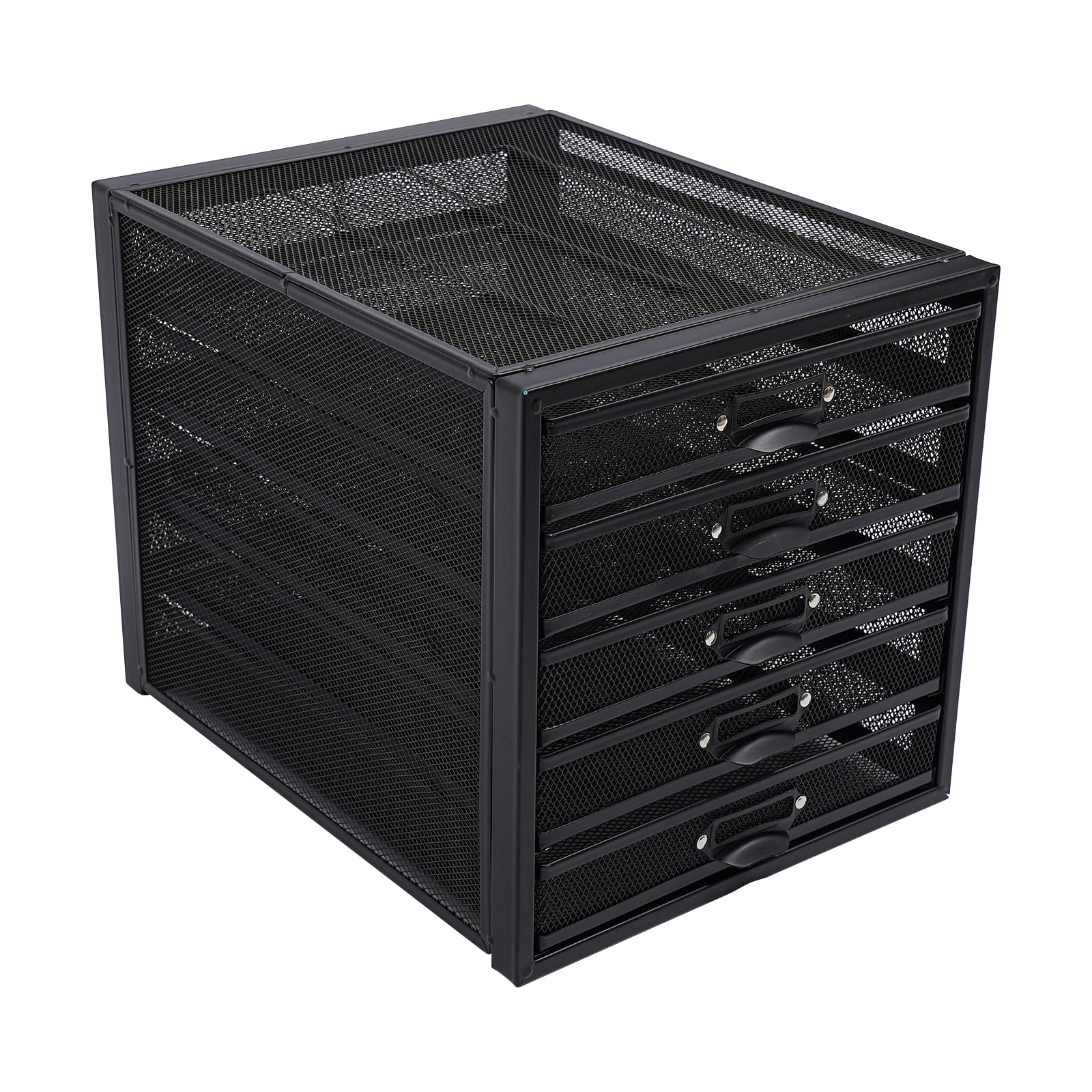 Organizer da scrivania in ferro a 5 livelli, nero, portata 15 kg, antiscivolo, per ufficio e casa