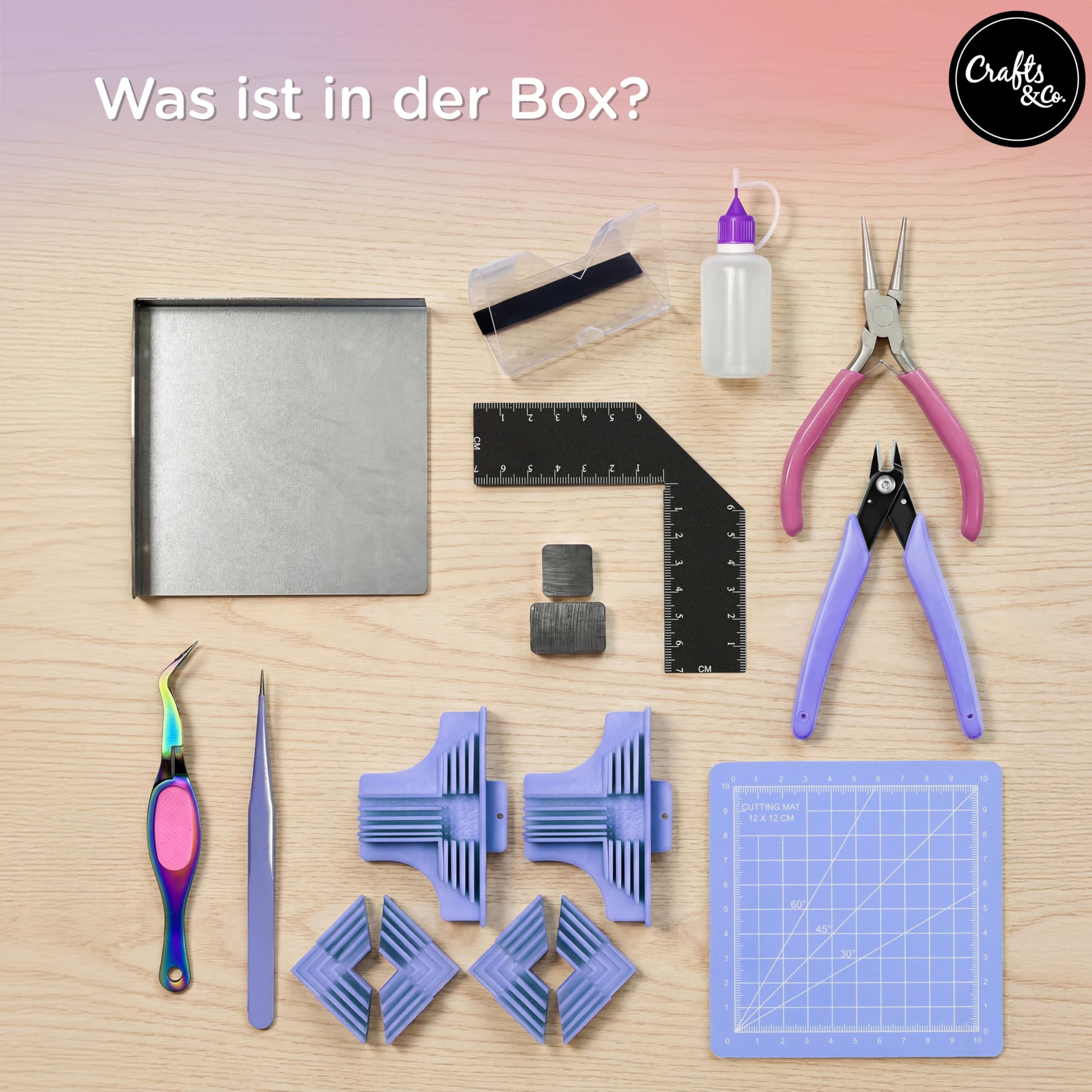 Crafts&Co® Modellbau Werkzeug Set | 17-teiliges Komplettes Set | Für Miniaturhäuser Bausatz | DIY Bastel Sets | Miniatur Zubehör