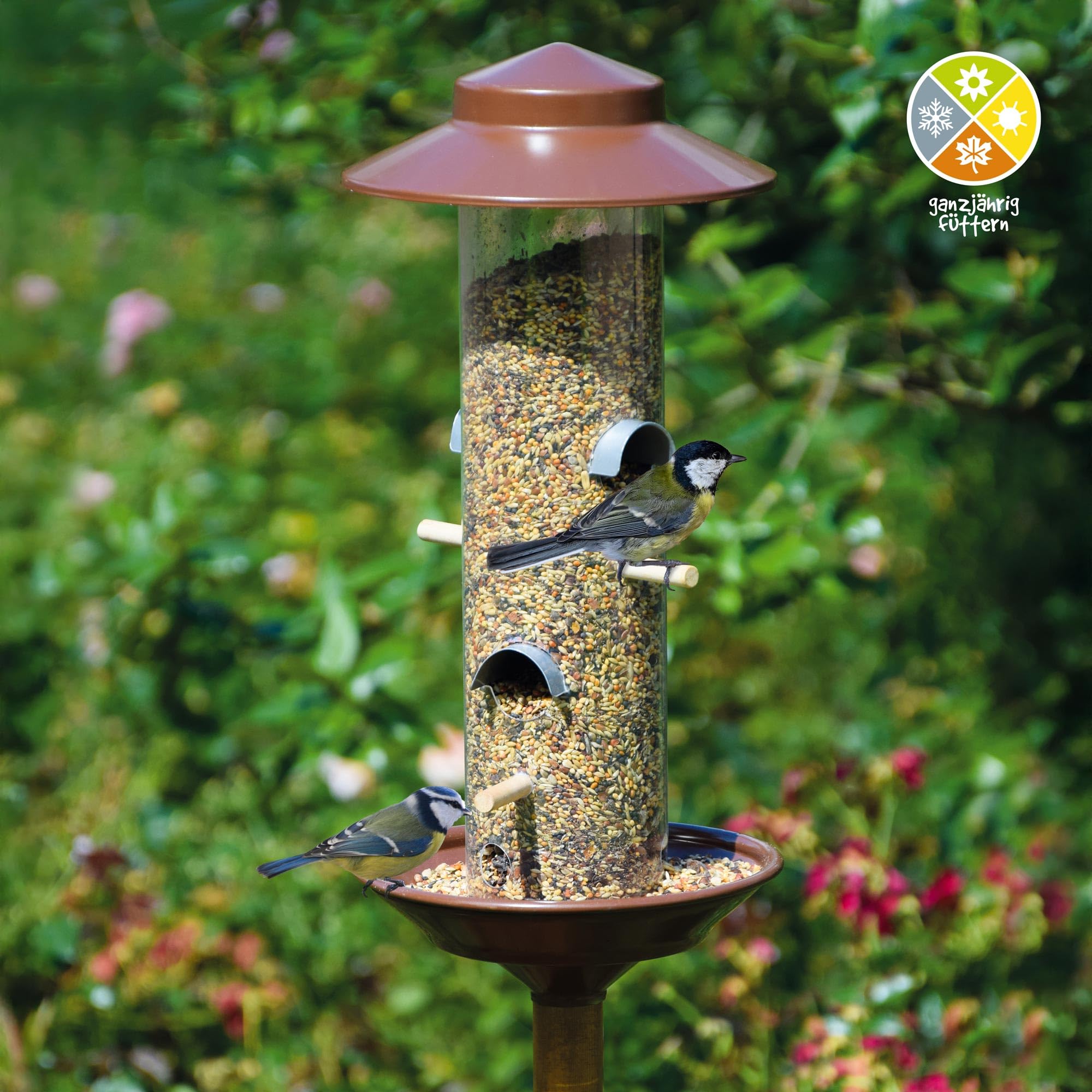Luxus-Vogelhaus 28810 Copper-Look Feed Colonna con Supporto in Legno, 33 cm