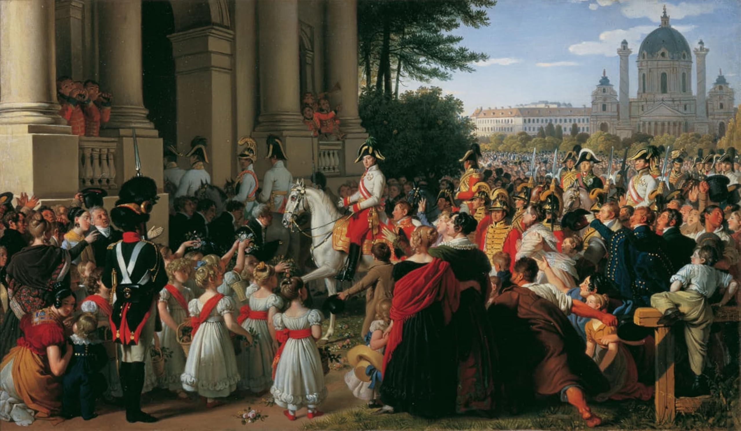 Posteriik No Frame Famous Modern Artwork Art Mural The Entry Of Emperori In Vienna After The Peace Of Paris On By Johann Peter Krafft Oil Paintings Pictures For Home Decor 60X90cm