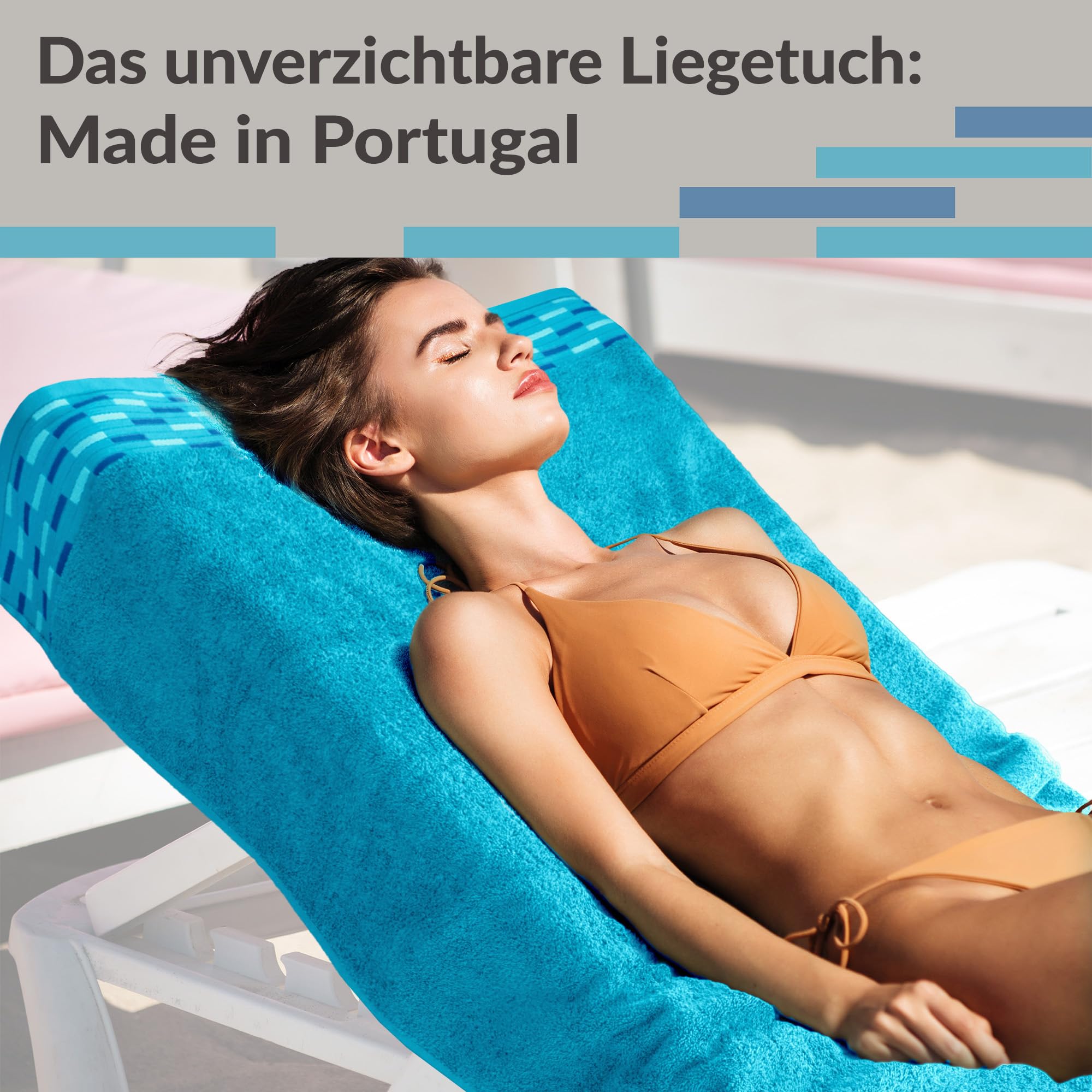Lashuma Asciugamano lungo bagno Lugano, Telo mare Blu Acquamarina, Telo bagno grande 100x200 spugna